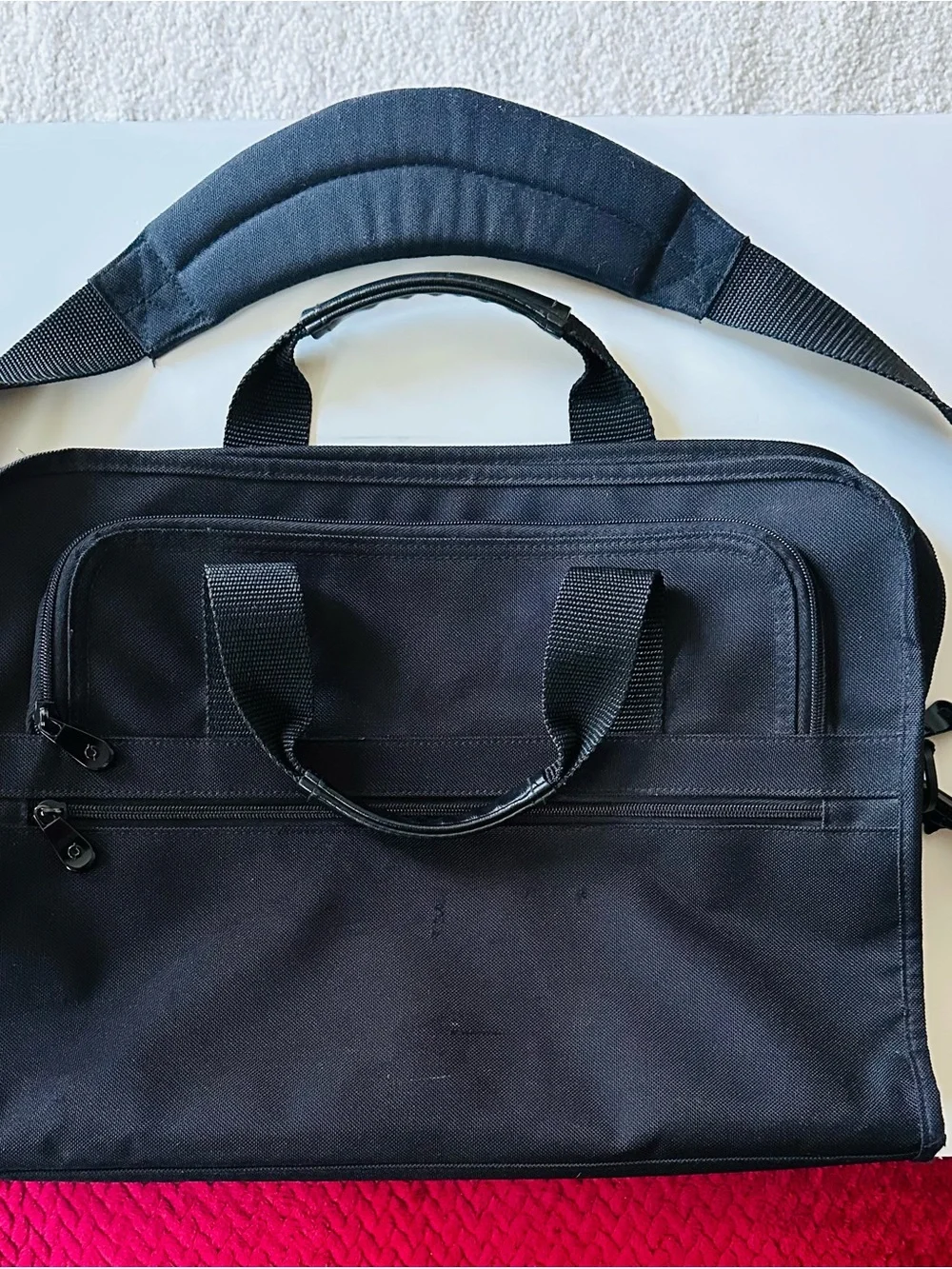 L.L. Bean Black SOFT Laptop Briefcase with Shoulder Strap & Carry Handles